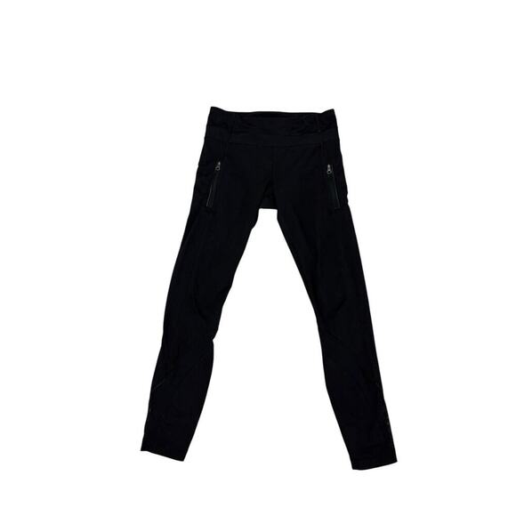 Lululemon Inspire Leggings Womens Size 6 Black Mesh Leg Yoga Athletic Leisure - Picture 2 of 15